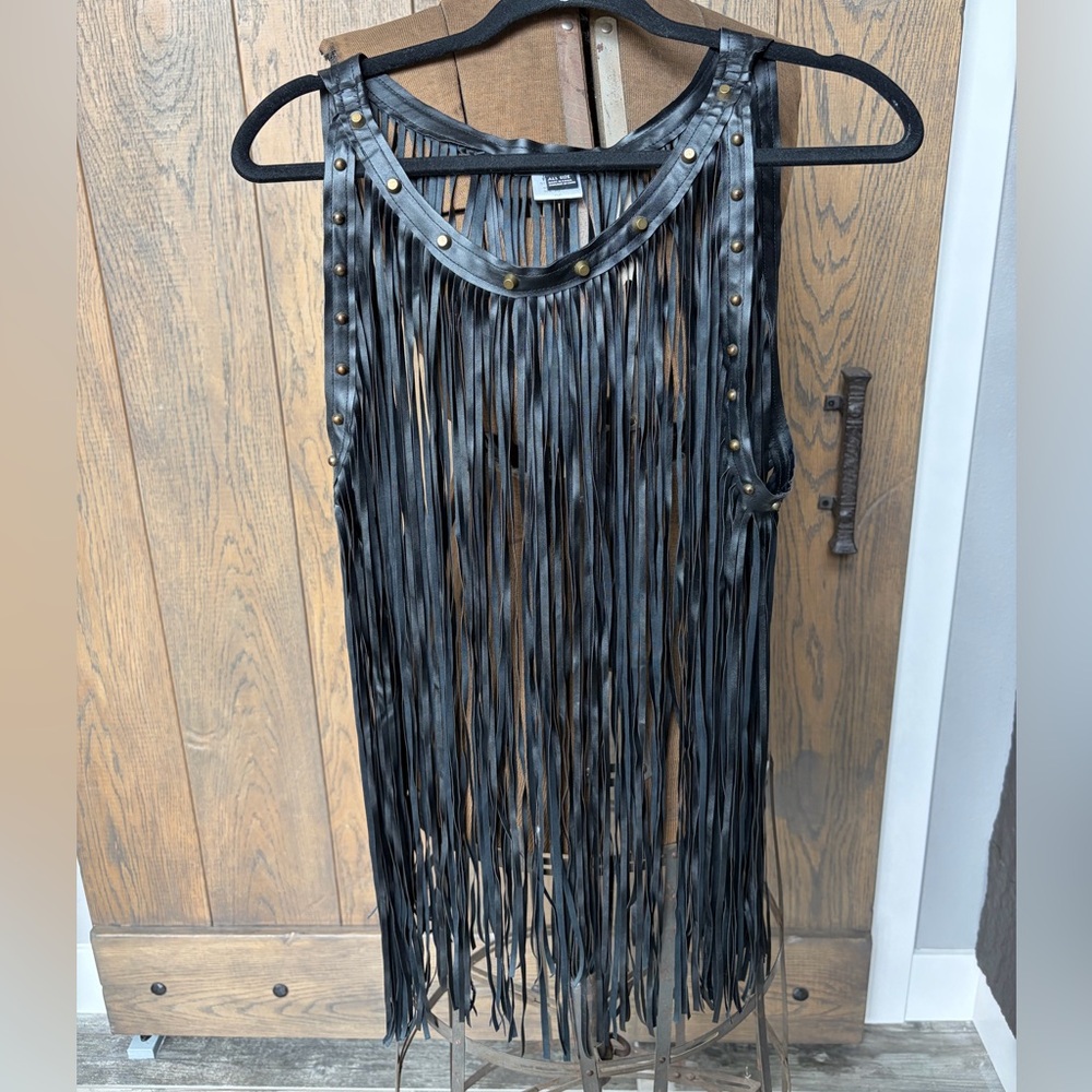 Black Fringe Sleeveless Top